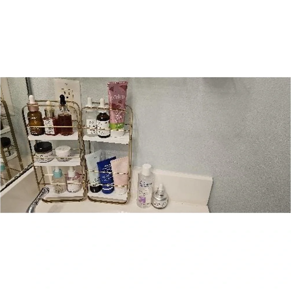 Foldable Shelf Countertop Organizer Brass